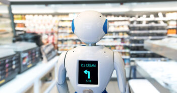 Smart retail , robot assistant service , robo advisor navigation technology in department store. Robot walk lead to guide customer to find items © JIRAROJ PRADITCHAROENKUL/GettyImages